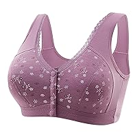 Women’s Lace Bra Ladies Push Up Bras V-Neck Bras Florals Printed Bras Full Coverage Front Button Non Wired Bras