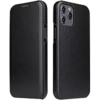 Case for iPhone 14/14 Pro/14 Pro Max/14 Plus, Supports Wireless Charging Premium Genuine Leather Case Cell Phone Case Anti-Fingerprint Impression Shock Cover (Color : Black, Size : 14 Plus 6.7