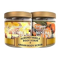 Bundle-Dead Sea Collection -2 X Large 23.28 OZ - Salt Body Scrub Almond Vanila+ Salt Body Scrub Lavender - Exfoliating Effect - Includes Organic Essential Oils and Natural Dead Sea Mine