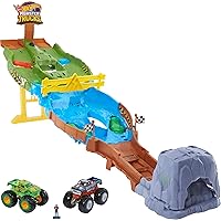  Hot Wheels Monster Trucks Arena Smashers Glow-in-The-Dark  Gunkster Playset with 1 Glow-in-The-Dark 1:64 Scale Gunkster Toy Truck & 2  Crushable Cars : Toys & Games