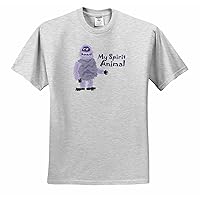 3dRose All Smiles Art Funny - Funny Abominable Snowman is My Sprit Animal - Adult Birch-Gray-T-Shirt Large (ts_252607_20)