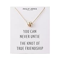 Philip Jones Gold Plated Love Knot Necklace with Quote Card