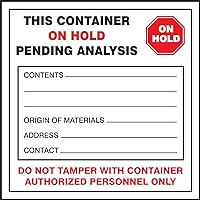 Signs MHZW26EVC Adhesive-Poly Vinyl Hazardous Waste Label, This Container ON Hold Pending Analysis...