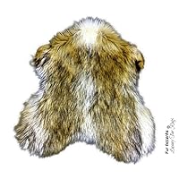 Coyote - Wolf Stripe - Faux Fur Bear Skin Area Rug - Throw Carpet - Accent Rug - Ultra Suede Lining Original Design - USA (24''x36'')