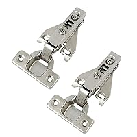 Probrico 1 Pair（2 Pack）Kitchen Cabinet Hinges for Face Frame Cabinet, Concealed Cabinet Hinges Brushed Satin Nickel with Mounting Screws