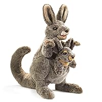 Folkmanis Kangaroo with Joey Hand Puppet, Brown