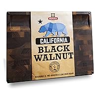 | KURUMI Walnut Large Cutting Board | End Grain Charcuterie Board with Deep Juice Well | 17x13.2x1.3