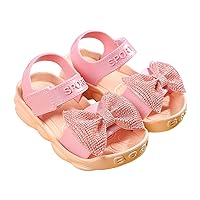 Summer Girls Rhinestone Bow Sandals Open Toe Soft Bottom Princess Sandals Non Slip Lightweight Casual Shoes