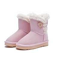 Weestep Wood Button Warm Shearling Winter Lightweight Snow Boots(9 Toddler, Pink)