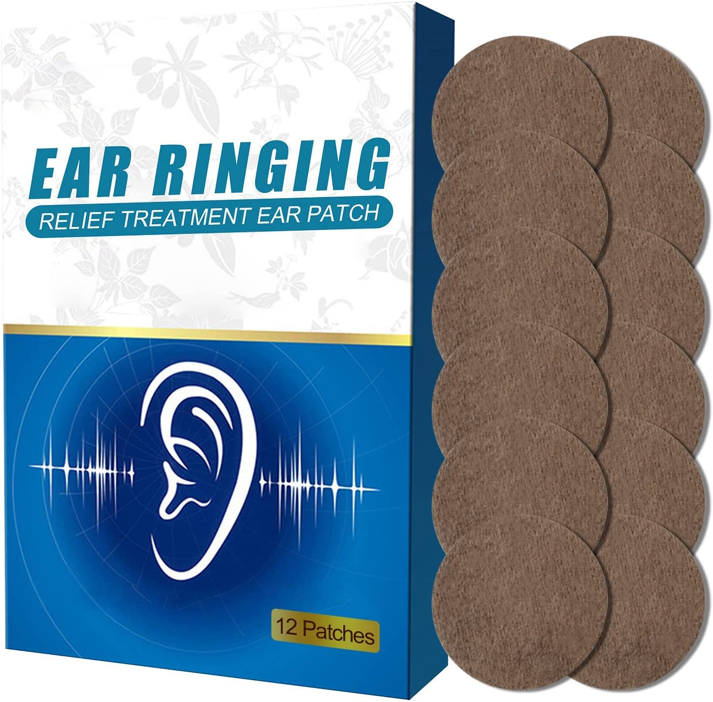 Tinnitus Relief for Ringing Ears, Tinnitus Relief Patches for Hearing Loss and Ear Pain Relief, Natural Herbal Tinnitus Relief Treatment Patches, 12Pcs/1Pack