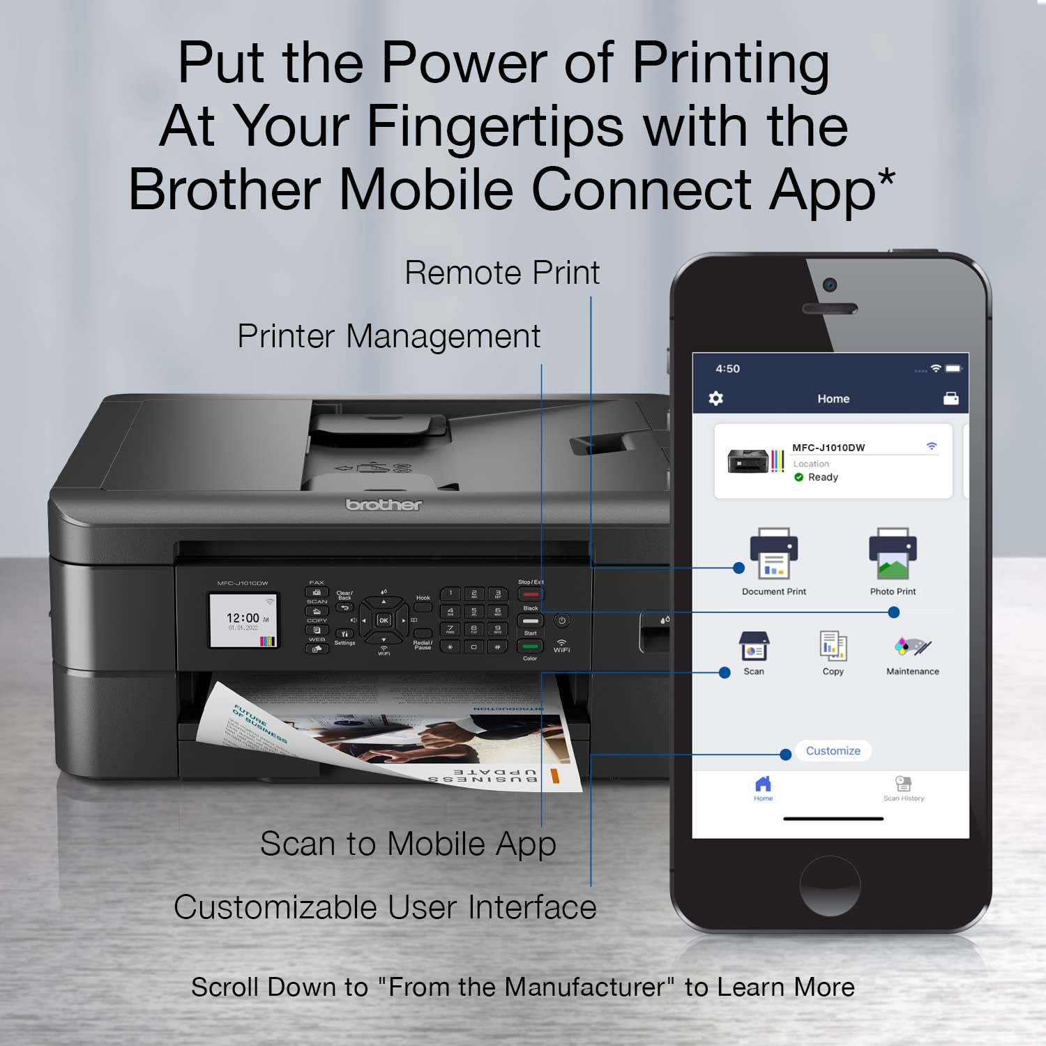 Brother MFC-J1010DW Wireless Color Inkjet All-in-One Printer with Mobile Device and Duplex Printing, Refresh Subscription and Amazon Dash Replenishment Ready