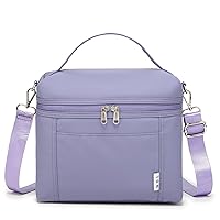 NOL Natural Organic Lifestyle Insulated Lunch Bags for Women Cooler Bag Lightweight Nylon Waterproof Lunch Box For Work (Light purple, Medium(normal))