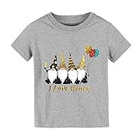 Girls Embroide Top Gnome Cartoon I Love ! Print Short Sleeved T Shirt 1 to 10 Years Toddlers Long Sleeve Shirts Girls