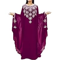 Moroccan Kaftan Dress for Women with Beaded Work Dubai Abaya Caftan African Dress Wine