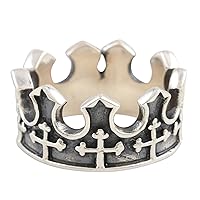 NOVICA Artisan Handmade .925 Sterling Silver Band Ring Unisex Crownmotif India Cross 'Holy Crown'