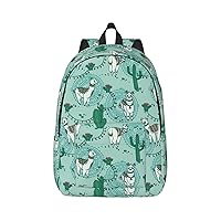 Llama Alpaca Green Large Capacity Backpack, Men'S And Women'S Fashionable Travel Backpack, Leisure Work Bag,