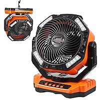 VEVOR 40,000mAh Camping Fan, 13 Inch Battery Operated Fan, Rechargeable Fan Portable with 4 Speeds, Auto Oscillating & Timer, Outdoor Tent Fan with Remote & Hook for Picnic, Barbecue, Fishing, Travel