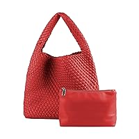 Woven Bag for Women Vegan Leather Fashion Shoulder Top-handle Handmade Woven Purse