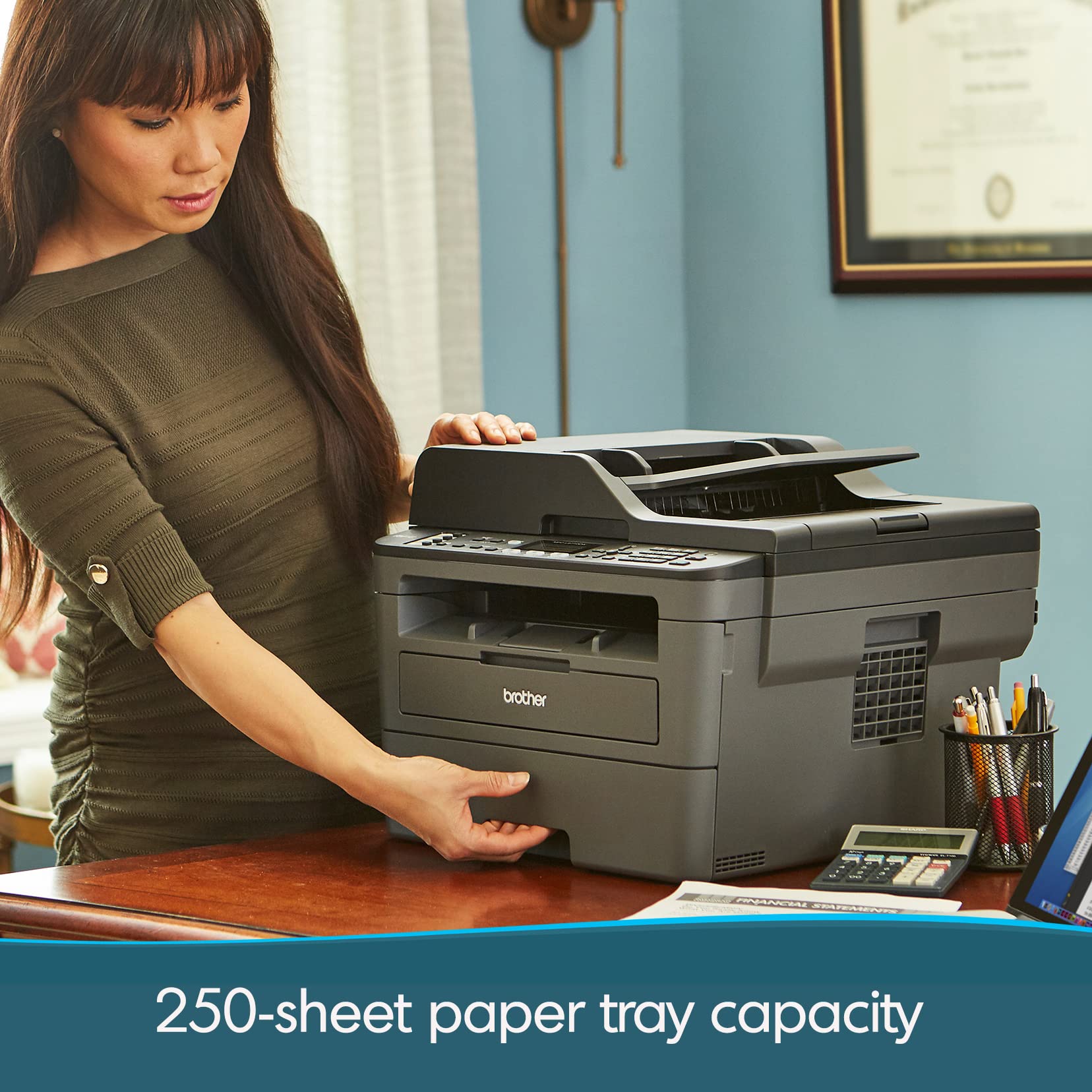 Brother Monochrome Laser All-in-One MFCL2710DW Value Version (MFCL2717DW) adds 2-Year Warranty and up to 500 Extra Pages of Additional Toner Included in Box‡ and Amazon Dash Replenishment Ready