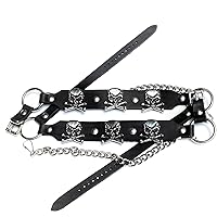 Biker Boots Boot Chains Black Leather with Skull & Crossbones Ornaments