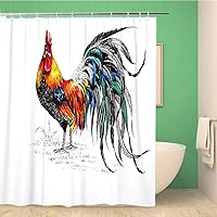 66x72 Inches Shower Curtain Set with Hooks Pattern with Farm Rooster Silhouettehen Agricultural Agriculture Animal Art Beak Home Decor Waterproof Polyester Fabric Bathroom Curtains