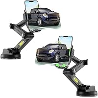Gray Pickup Truck Phone Mount + Green Pickup Truck Phone Mount, Heavy Duty Cell Phone Holder for Truck Dashboard Windshield 16.9 inch Long Arm, Super Suction Cup & Stable - (2 Phone mounts)