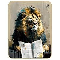 Lion Reading The Newspaper Picture Frame Crystal Porcelain Painting Gifts Painting Funny Animals Art Poster For Table Top Display Decorative Picture Prints Modern Decor Framed 8x10 Inch