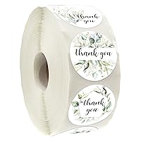500 Greenery Thank You Label Stickers, Chic Golden Eucalyptus Leaves Wreath Thank You Stickers, 6 Different Designs, 1.4 Inches Round Thank You Stickers Roll, Wedding Favors.