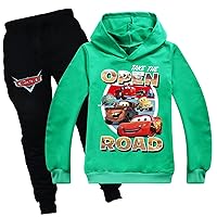 Cars Pullover Hoodies Lightning McQueen Long Sleeve Tops+Sweatpants,Hooded Graphic Tracksuit for Kids/Child(2-16Y)