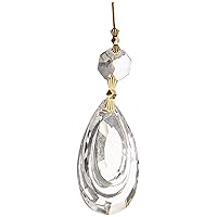 Royal Designs Teardrop Clear Pendants Balls Chandelier Pendlouge Almond Cut with Polished Brass Connectors, 2 inch, Crystal Beads, Set of 10
