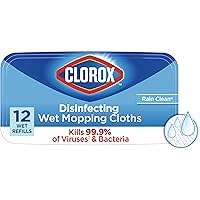 Clorox Disinfecting Wet Mopping Cloths, Rain Clean, 12 Wet Refills (Package May Vary)