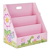Fantasy Fields - Magic Garden Toddler Bookshelf, Kid Bookshelf Wood, 3-Shelf Bookcase for Bedroom, Book Display Case for Girl/Boy, 3 Tier Mobile Bookrack, Low Square Book Cabinet - Pink