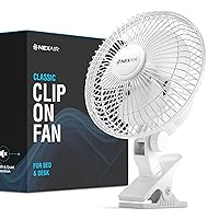6-Inch Clip on Fan,360 Degree Rotation,Two Speed Portable Clip Fan With Strong Clamp Grip,Quiet Operating Desk Fan Made Of Durable Material,Great For Bedroom,Office,Living Room NF001-WH-Q