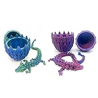 Dragon Egg Set of 2 - Purple+Green Blue - Dragon Egg Fidget Toy, 3D Printed Gift