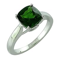 Chrome Diopside Cushion Shape 2.25 Carat Natural Earth Mined Gemstone 14K White Gold Ring Unique Jewelry for Women & Men