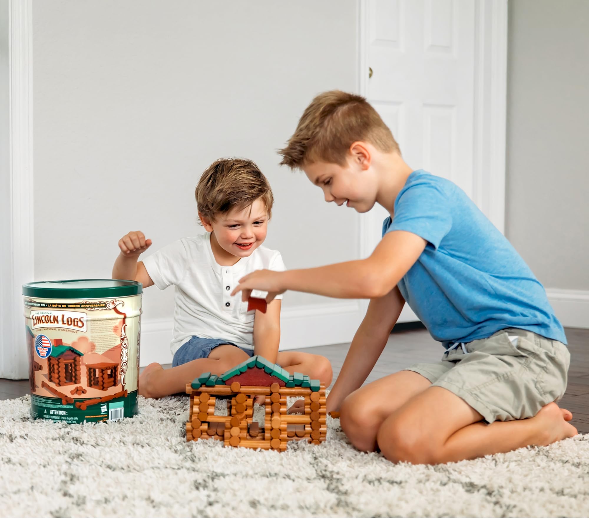 Lincoln Logs – 100th Anniversary Tin, 111 Pieces, Real Wood Logs - Ages 3+ - Best Retro Building Gift Set For Boys/Girls - Creative Construction Engineering - Preschool Education Toy