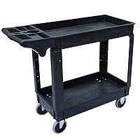 Southwire 65240340 Small 2 Shelf Utility/Service Cart, Lipped Shelves, 500 Lbs Capacity for Warehouse/Garage/Cleaning/Manufacturing