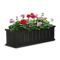 Mayne Cape Cod 3ft Window Box - Black - 36in L x 11in W x 10.8in H - with 6.5 Gallon Built-in Water Reservoir (4840-B)