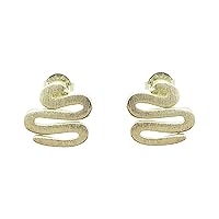 Sweet Lucy Snake Shaped Stud Earrings in Brushed Gold Plated