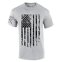 Patriot Pride Men's Distressed American Flag Patriotic Short Sleeve T-Shirt Graphic Tee-Sports Grey-XL