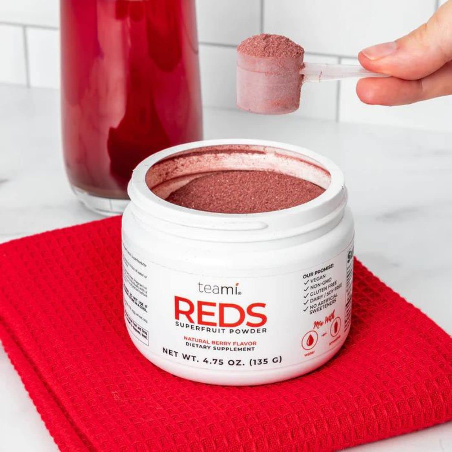 Teami Reds Superfruit Powder - Delicious Energy Elixir Bursting with Fruit Extracts - 30 Servings