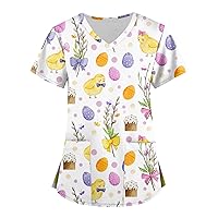 Women's Fashion V-Neck Short Sleeve Workwear with Pockets St. Patrick's Day Printed Tops Basic Shirts