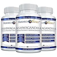 Ashwagandha 1500mg Maximum Strength with Bioperine and Ginger Root, Enhance Cognitive Function, Reduce Joint Pain 60 Vegan Friendly Capsules (3 Bottles)
