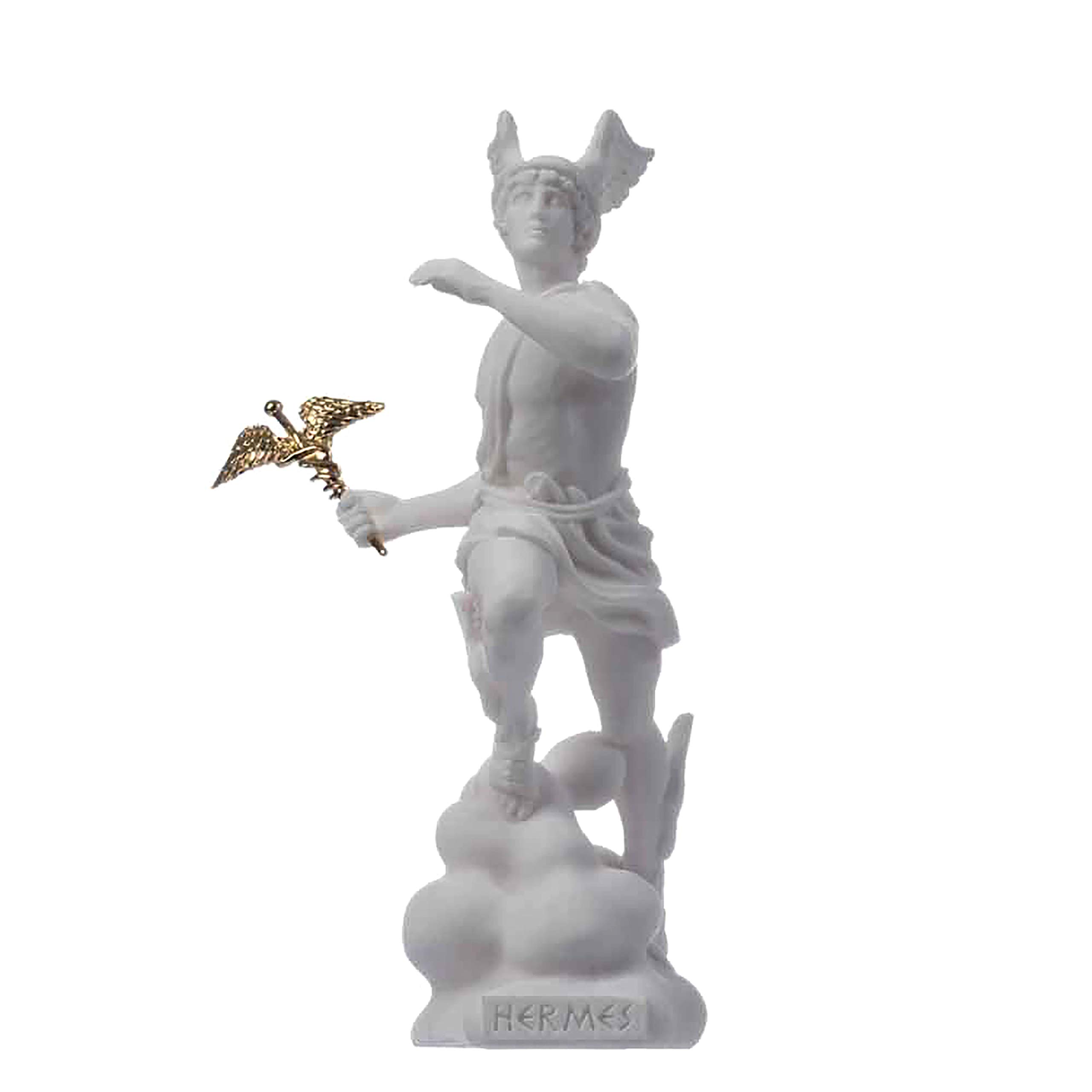 Hermes Mercury God Zeus Son Roman Statue Alabaster 6.69"