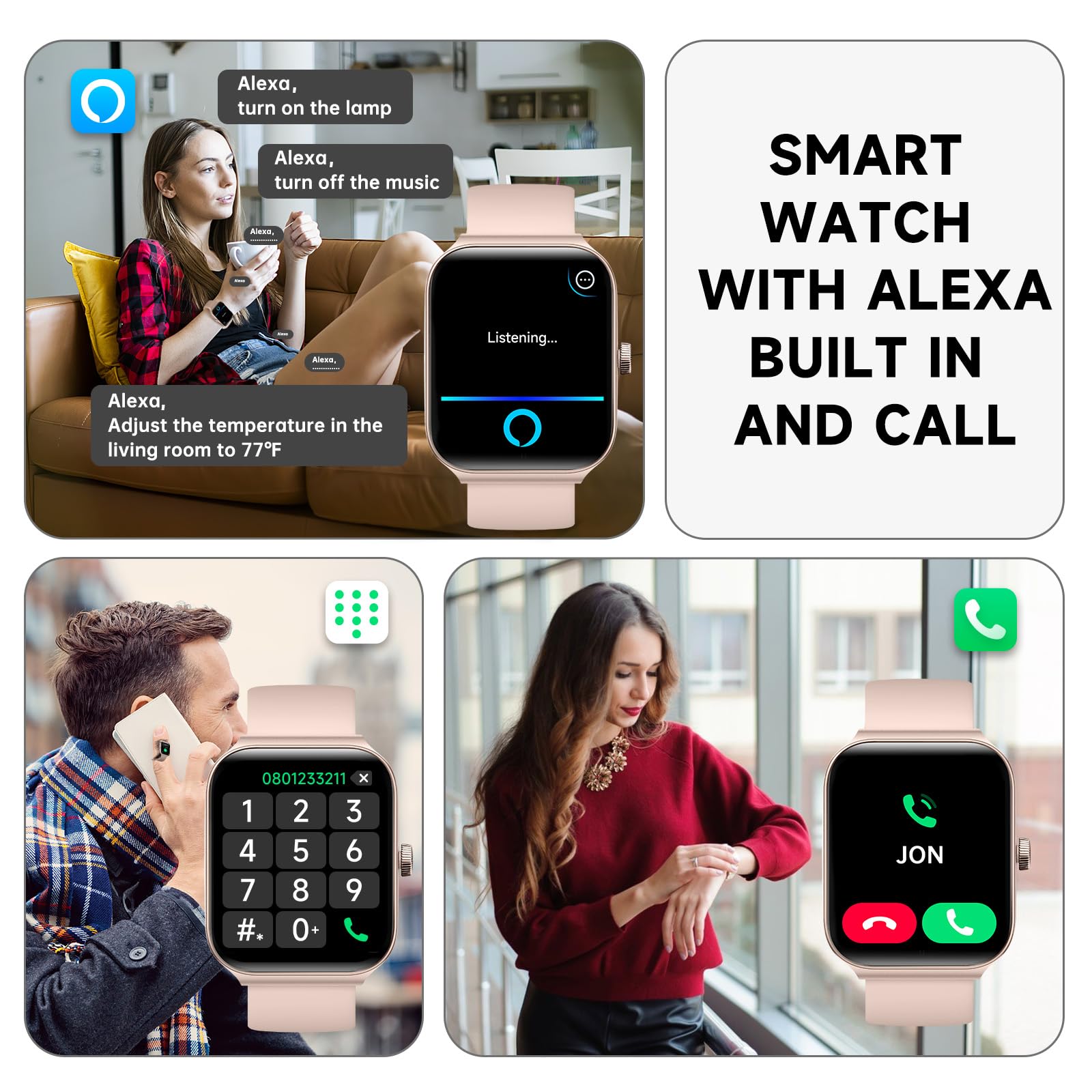 Faweio Smart Watches for Men Women, Alexa Built in & Bluetooth Call(Answer/Make), 1.95