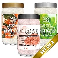 Dead Sea Collection Bath Salts Enriched with Himalayan - Natural Salts for Bath - Large 34.2 OZ and Bath Salts with Argan - Large 34.2 OZ and Bath Salts with Tea Tree - Large 34.2 OZ - Bundle