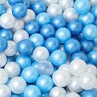 100 Balls for Ball Pit- Crush Proof Pearl Colors BPA Free Non-Toxic Plastic Play Balls for Babies Kids Birthday Pool Tent Party（2.16in Blue）