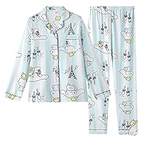 Kawaii Pajamas For Womens Pajama Pant Two-Piece Set Cute Cartoon Girls Sleepwear Home Cardigan Clothes