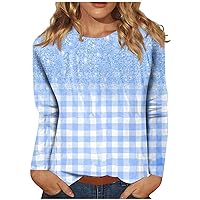 Halloween Sweatshirts Women'S Round Collar Casual Long Sleeve Plaid Printed Top Halloween Pullover Halloween Outfit
