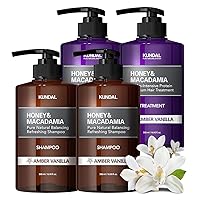 KUNDAL Sulfate free Shampoo and Conditioner BULK SET for Repairing Dry Damaged hair with Argan Oil, Amber Vanilla, Sulfate Free & Paraben Free, 4 bottles